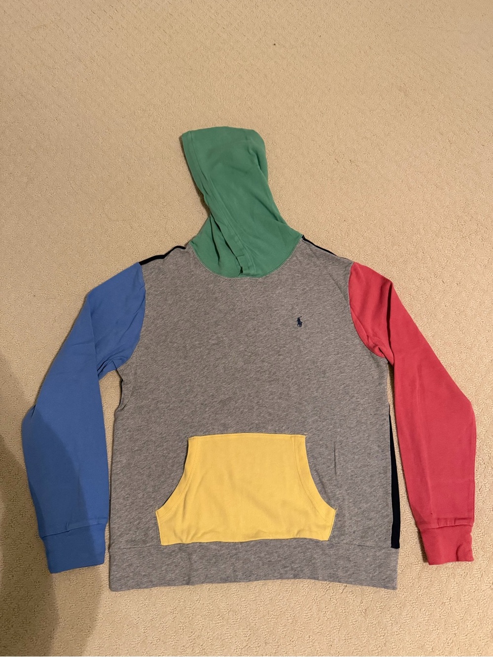 Polo by Ralph Lauren Multicolor Crewneck Hoodie - Gray, Green, Blue, Red, Yellow